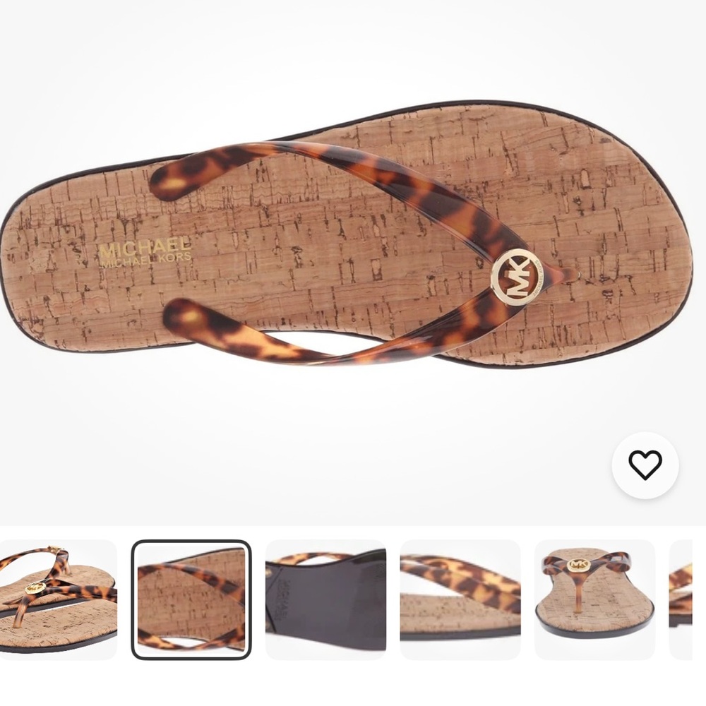 Michael Kors leopard tortoise jelly cork flip flops. New, never worn - Picture 2 of 7